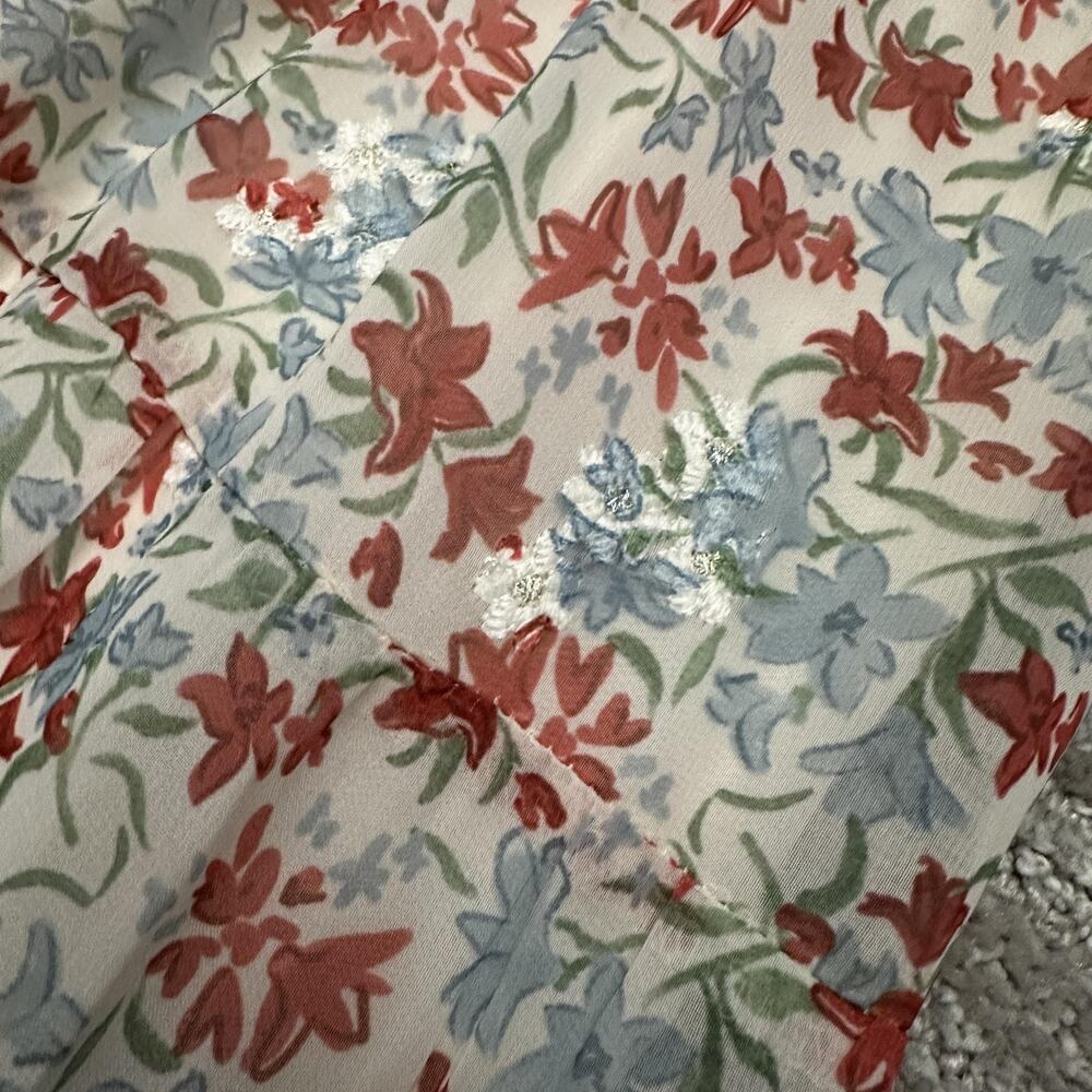 Mikarose Dress Womens XXL Blue Red Floral Smocked Square Neck Maxi Sundress Boho - Picture 6 of 16